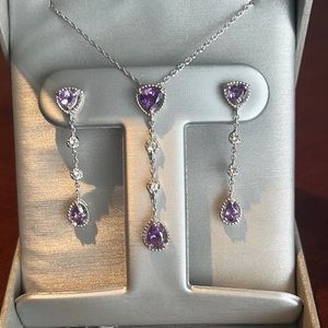 Zales Amethyst Necklace & Earring Set